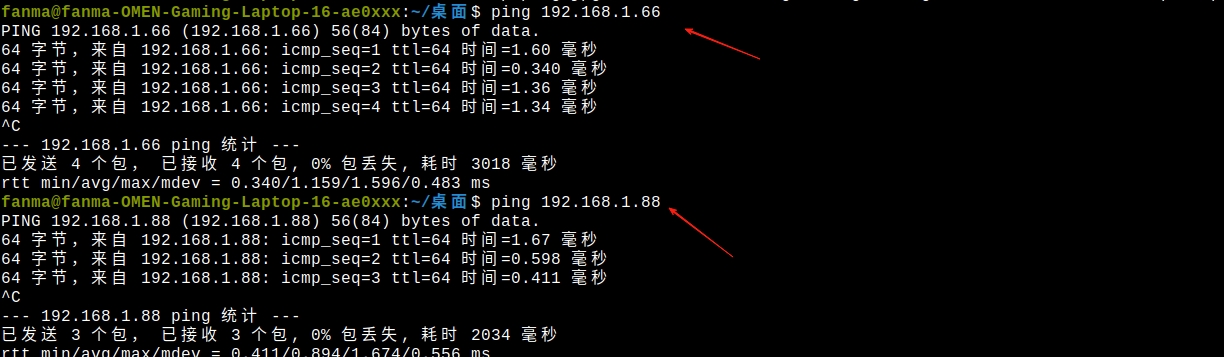ping result