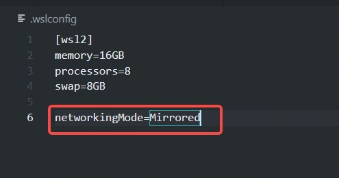 WSL config file content